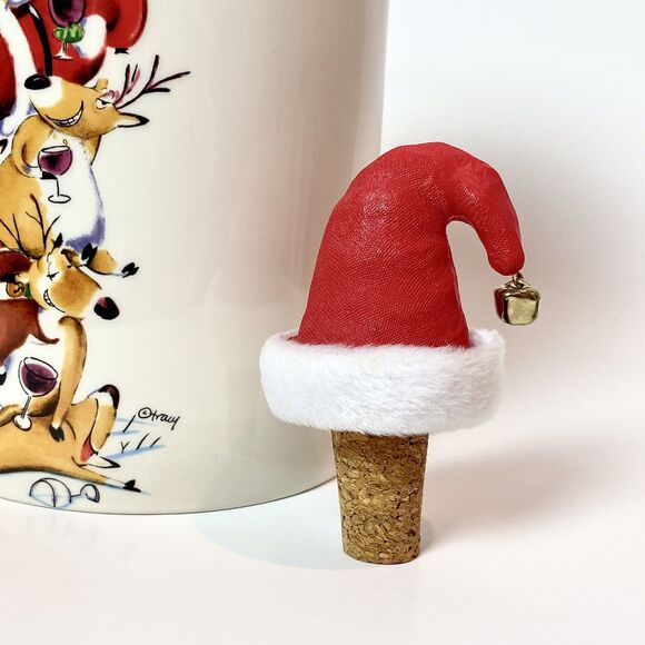 Mud Pie Ceramic Santa Secrets Wine Cooler + Cork Christmas Holiday Hosting - Picture 5 of 13
